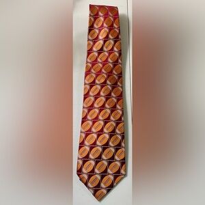 Football Geometric Patterned Red and Orange Men's Tie
